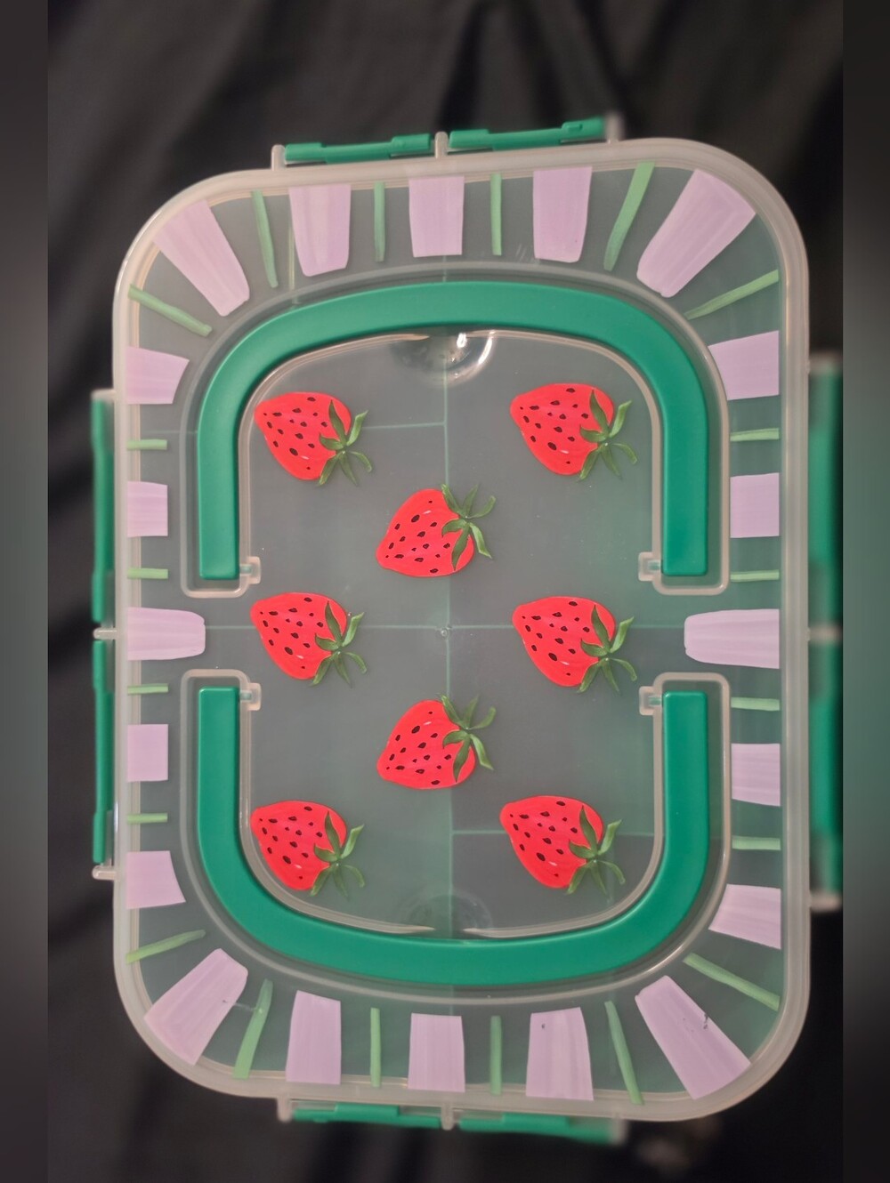 Strawberry Play Case Food Storage - Green and Pink